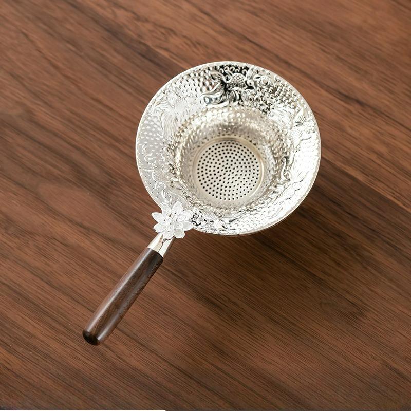 Metal tea leak tea filter Kung Fu tea set accessories tea filter creative with handle tea compartment