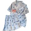 Summer Pajamas Women'S Short Sleeves Cute Large Size Wind Simulation Silk Shorts Set Advanced Sense