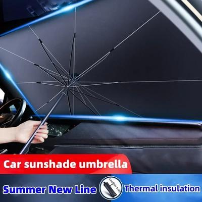 Neue Auto Windschutzscheiben Sonnenschirme Regenschirm Faltbar mit Zugring Auto Frontscheibenabdeckung für UV-Strahlen Blockierung & Sonnenhitze Auto Sonnenschirm