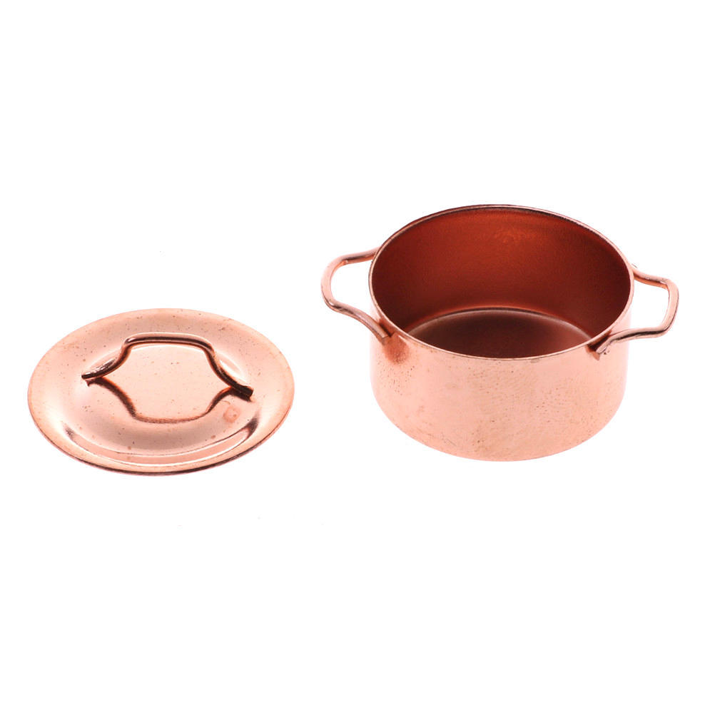 1/12 Miniaturní měděný kuchyňský domeček pro panenky s poklicí