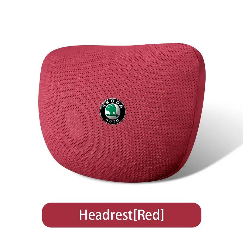 

Car New Suede Neck Pillow Headrest Waist Seat Support With For Skoda VRS Octavia SUPERB FABIA KAMIQ KAROQ KODIAQ RAPID Car червоний
