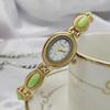 Faux Gemstone Bracelet Watch Ladies Vintage Oval Dial Wristwatch Elegant Quartz Watch Gift for Her Girlfriend Mom Wife