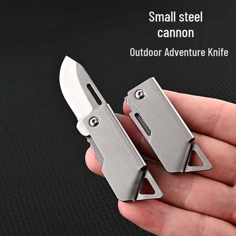 Portable Stainless Steel Folding Keychain Knife for Box Opening and Fruit Cutting