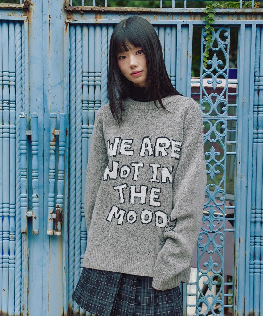 LMR Lettering Jacquard Pullover Knit Grey