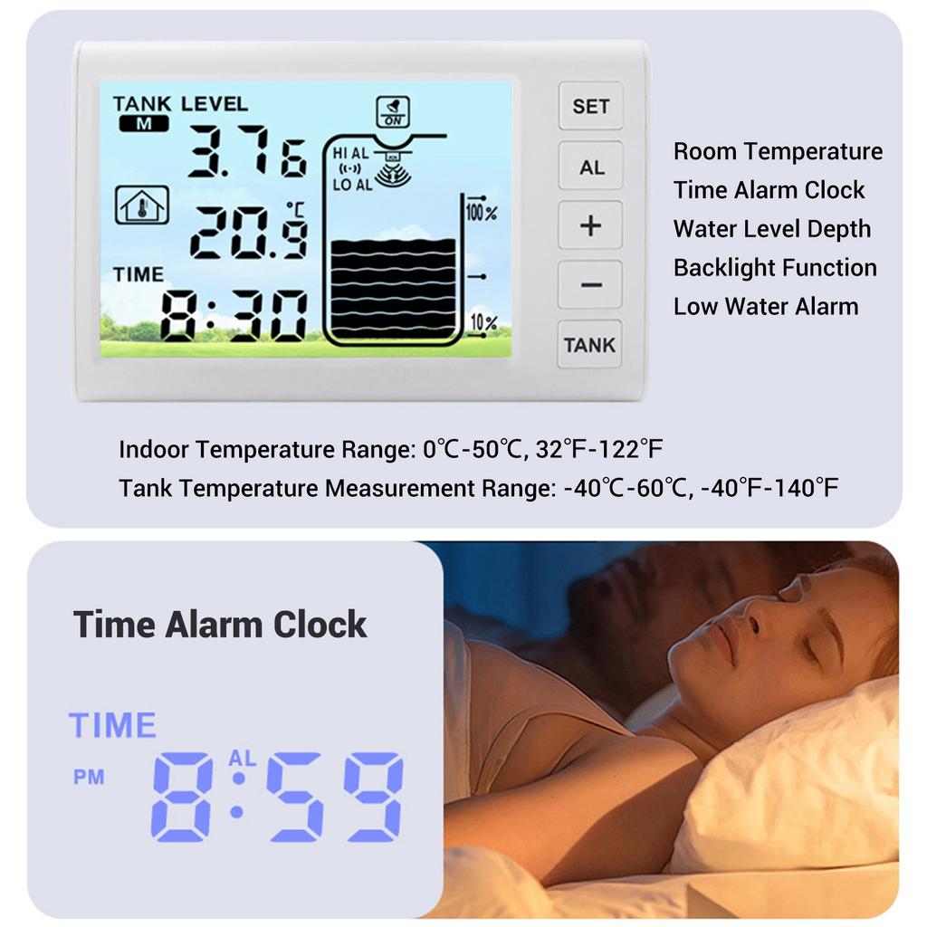 Ultrasonic Level Sensor Water Tank Liquid Depth Meter Electronic Digital Display Receiver Transmitter for Household Use