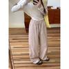 Kumikumi Sweet Style Loose Easiest for Match High Waist Casual Pants Women's Autumn Drawstring Stylish Straight-Leg Pants Loose Pants