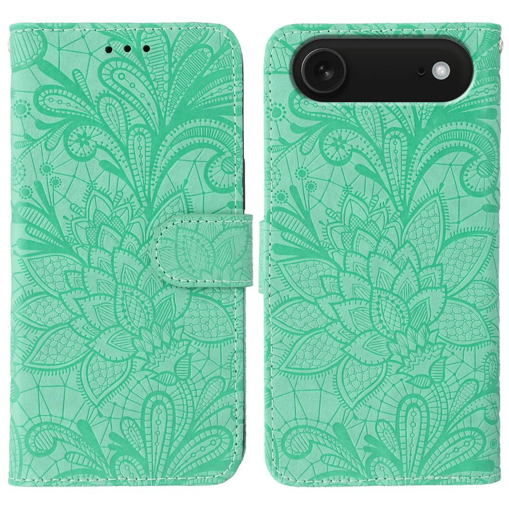 For iPhone 17 Air Case Lace Flowers PU Leather Flip Wallet Phone Cover