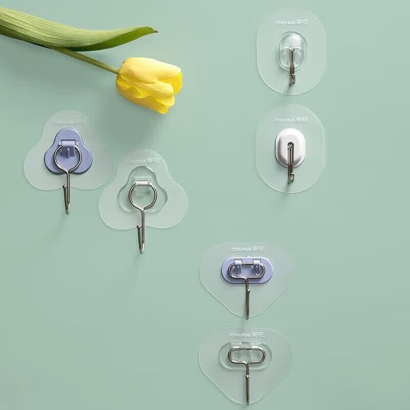 CHAHUA Strong Adhesive Bathroom Hooks, 3-Pack