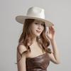 Spring and Summer New Fashion Casual Hand-woven Papyrus Crown Top Big-brimmed Jazz Hat, Webbing Decoration Outdoor Sunshade Straw Hat