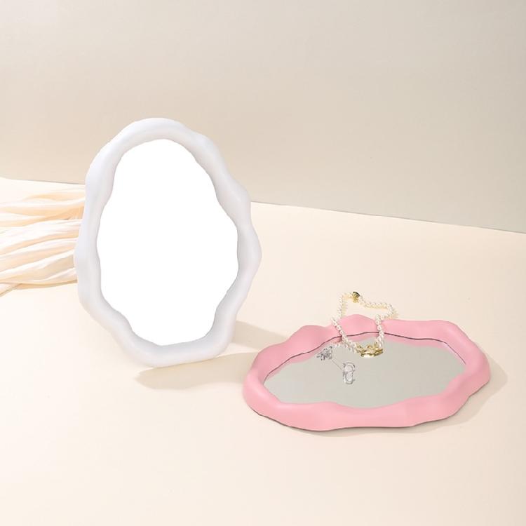 Artistic Cloud Shape Makeup Mirror for Desk and Tabletop Vanity Mirror with Adjustable Brackets Aesthetic Mirror Decors