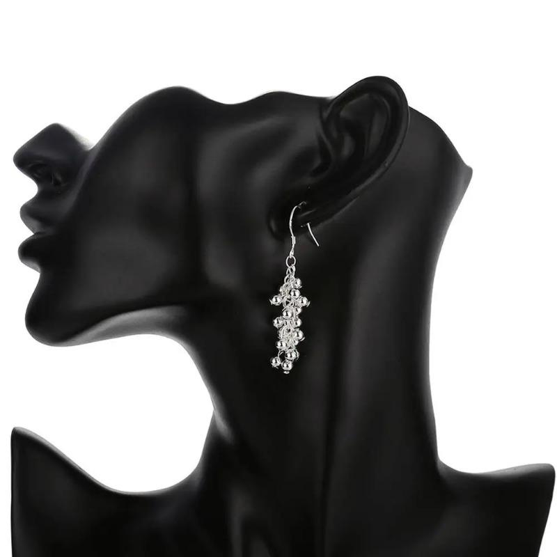 Heißes Silber Farbe Kreative Traubenperlen Hängeohrringe für Frau Mode Party Feine Geschenke elegant edel Schmuck