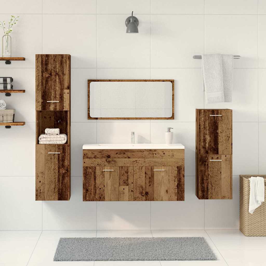 4 piece Bathroom Furniture Set Reclaimed Wood Look Engineered Wood