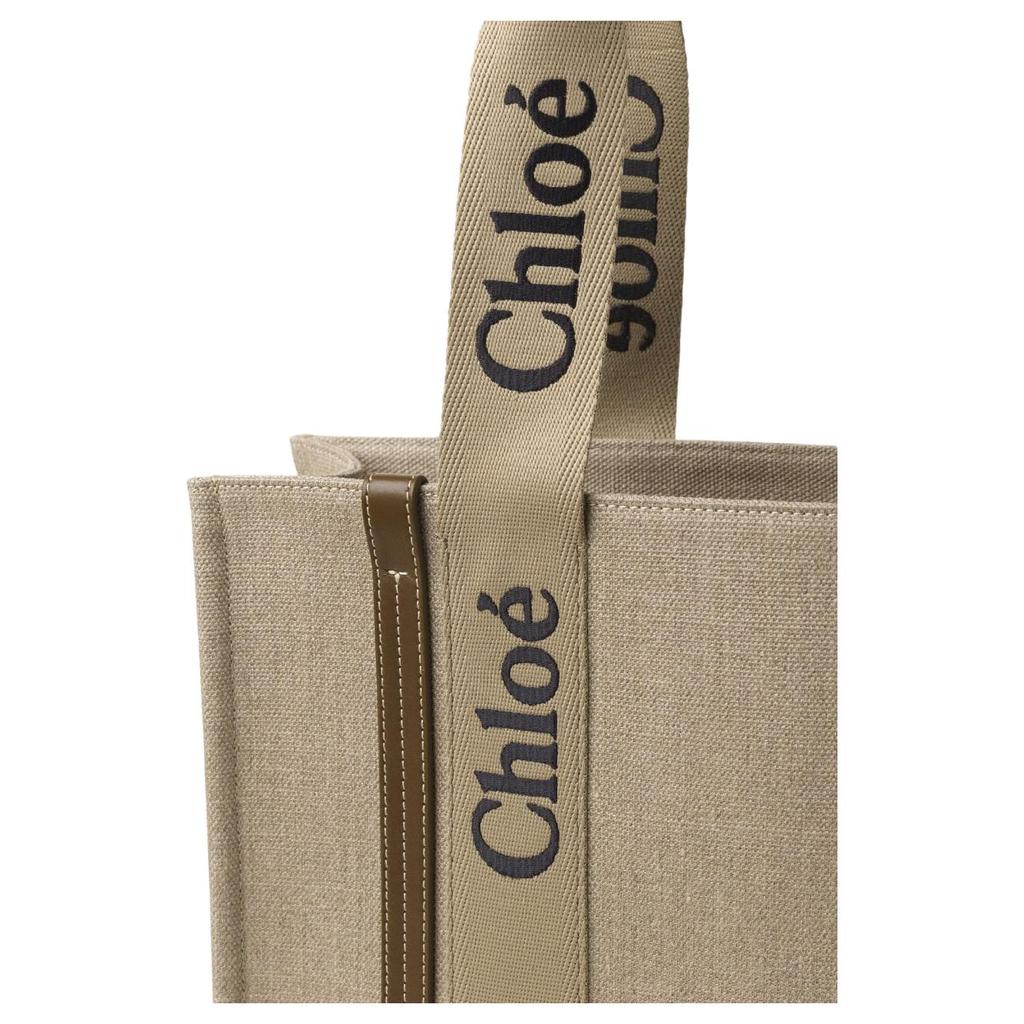 Chloe Holz Logo Offene Tragetasche Damen Tragetaschen Khaki CHC23-AS383L17-20X
