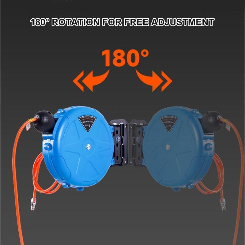 Space Saving Automatic Hoses Reel with Smooth Air Flows 180° Swivel Hoses Reel for Household and Professional Use