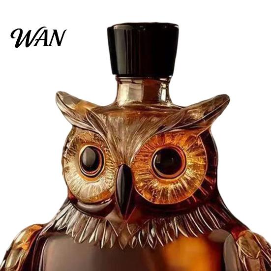 Karafka na whisky s motivem sovy Skleněná láhev, 180/350 ml Dekorativní zvířecí karafka, Kreativní nádoba na skladování likéru, brandy s reliéfem pro domácnost