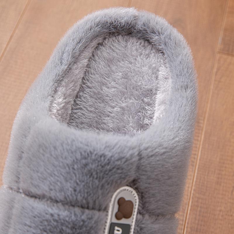 Winter 2024 Plush Non-slip Cotton Slippers for Men & Women, XL Size, Thick Sole, Indoor Use