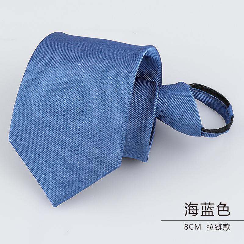 Men'S Dress Business Career Wedding Groom Korean Version Narrow Lazy Blue Zipper Free Hand Striped Tie