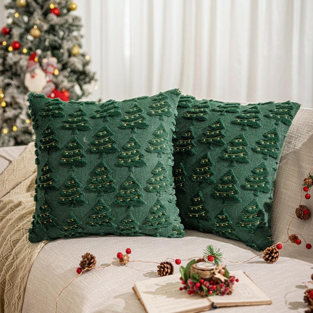 Christmas Tree Pillow Covers Golden Light String Cushion Case New Pillow Cases  for Xmas Party