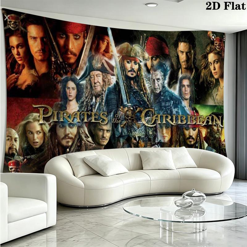 Caribean Pirates Wall Tapestry Aesthetic Wall Hanging Printed Fabric Blanket Decorative Tapestries for Bedroom Living Room Home Decor