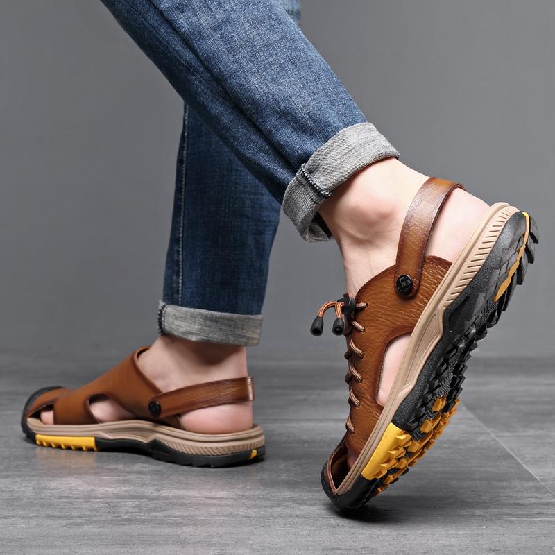 Fashion New Summer Beach Sandals 2024 Genuine Leather Men Shoes Summer New Large Size Men's Sandals Men Sandals Fashion Sandals Slippers