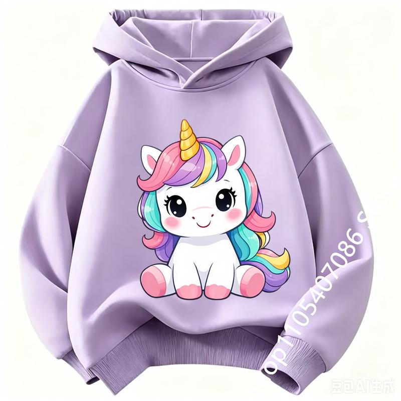 Autumn Winter Cute Unicorn Print Children's Hoodie Top Fashion Sports Long Sleeve Casual Boys Girl Pullover Kid Sweatshirt Coats