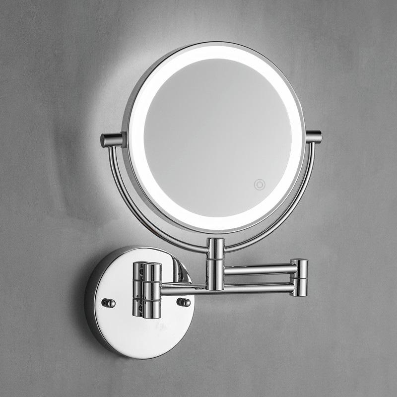 Wall-Mounted LED Double-Sided Bathroom Makeup Mirror with Light and Magnifying Function