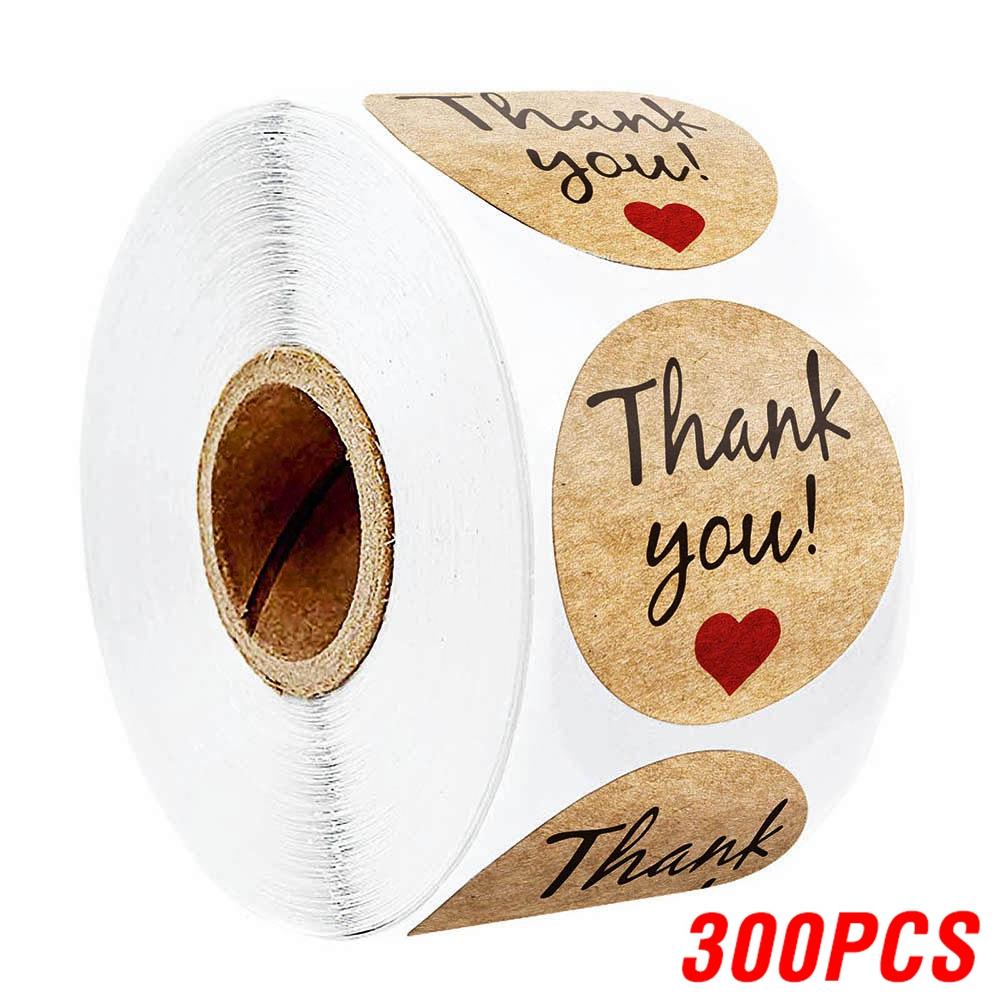 100-500Pcs Vintage Kraft Paper Stickers Scrapbook Gift Stationery Label Stickers Handmade With Love Thank You For The Stickers