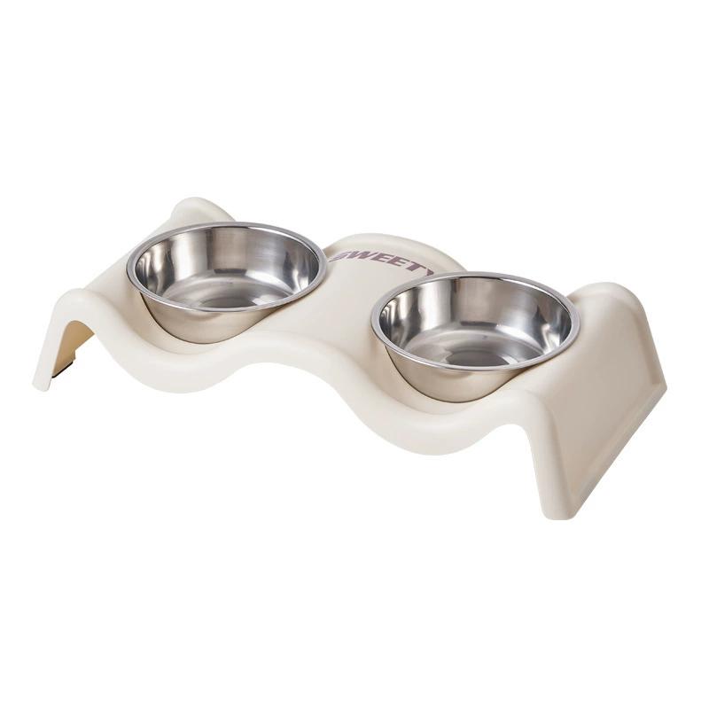 Cuenco doble de acero inoxidable para mascotas, comedero antideslizante para perros y gatos