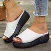 fashion 2024 Women Summer New Wedge with Fish Mouth One Word Drag Thick Bottom Women's Slippers Shoes