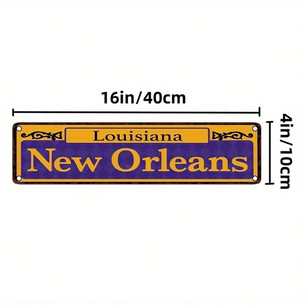 New Orleans Metal Sign 16x4 In, Vintage Louisiana City Wall Decor, UV HD Print Indoor Holiday Decoration, No Power Needed