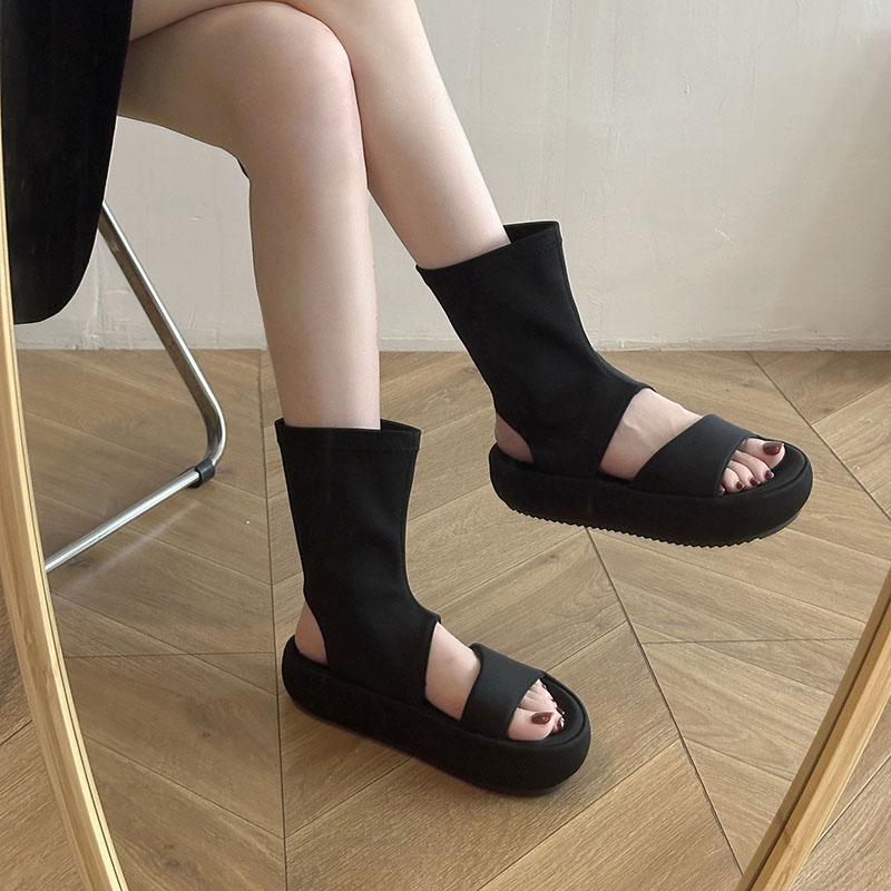 Fashion Peep toe Sandals Women 2025 Summer New Long Thick Sole Breathable Fashion Cool Boots Female Shoes for Women Botas Mujer