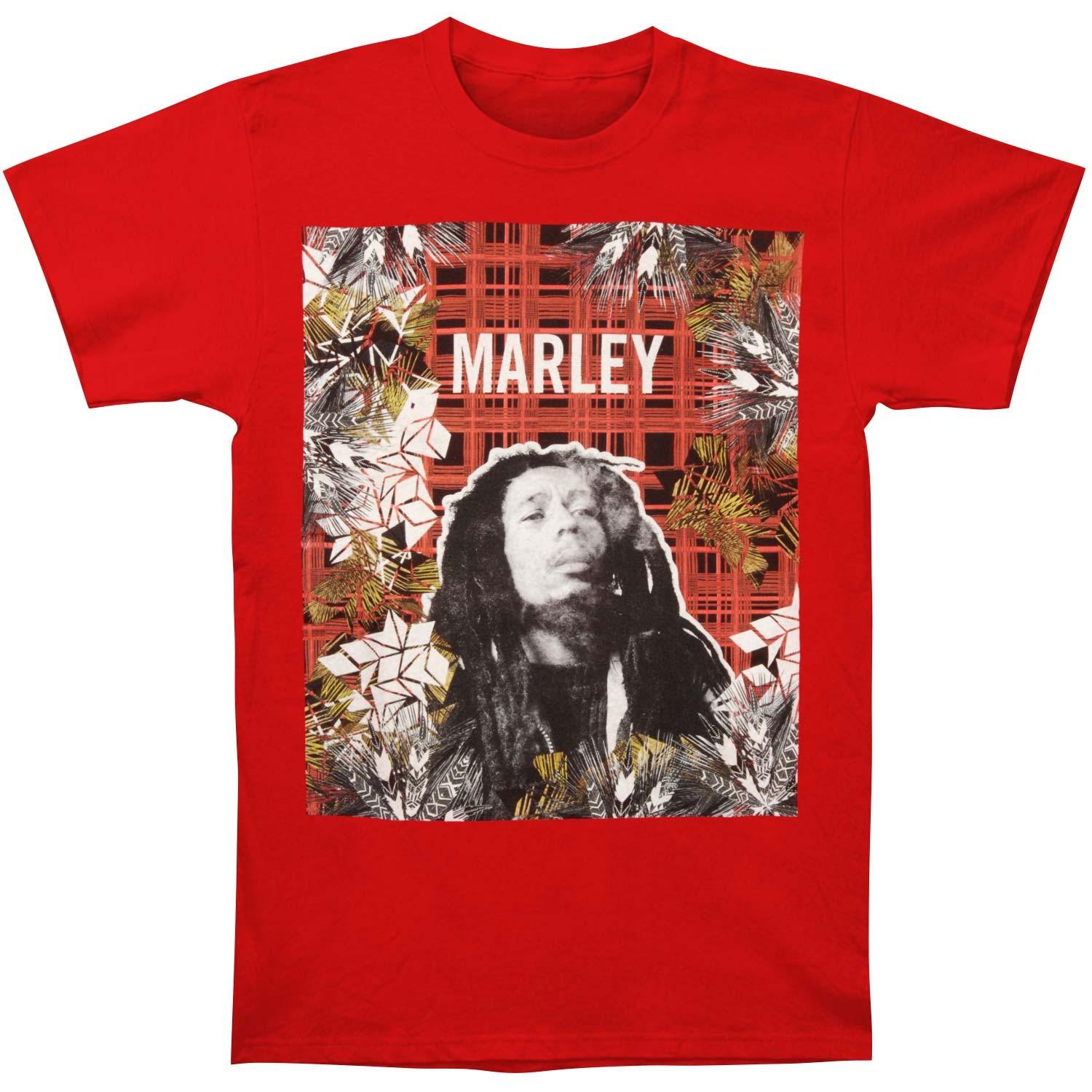 Men s Bob Marley Collage Plaid T-shirt Small Red XL