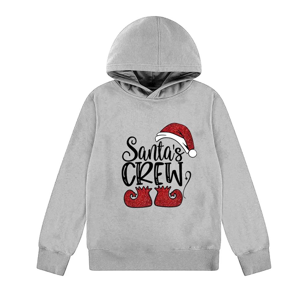 

Толстовка с капюшоном Санта-Клауса для осени и зимы, детская повседневная и удобная теплая спортивная кофта 100
