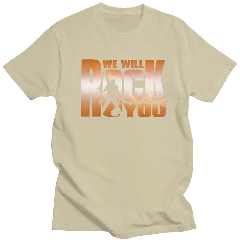 Custom We Will Rock You T Shirts Men 100 Cotton Tees Queen Rock Band Tshirts ShortSleeve Fashion Tshirt Clothing