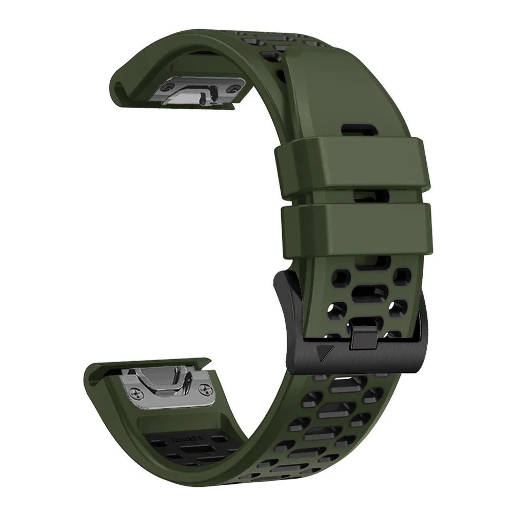 QuickFit 22mm 26mm Prodyšný silikonový řemínek Pro Garmin Fenix 7X 7 6X Pro 5 5X Plus/Epix 2 47mm 51mm Tactix 7 Náramek Řemínek k hodinkám