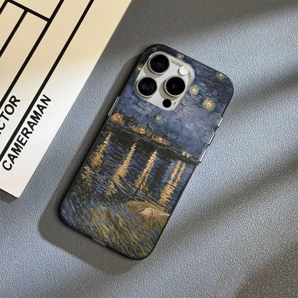 Van Gogh Oil Painting Phone Case For IPhone 16 15 17 Pro 11 12 13 14 Pro Max Plus Soft Ripple Silicone Cover Shell
