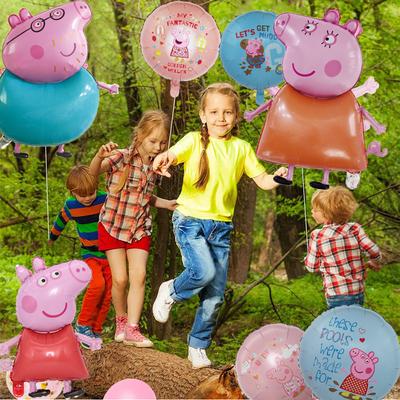8pcs Ballons Hélium en Aluminium Cochon Rose Ballons Peppa Décorations d'Anniversaire
