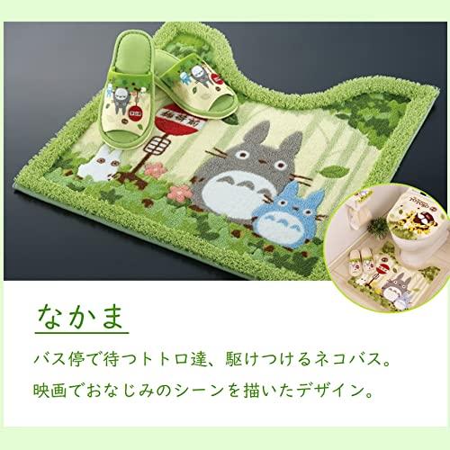 Senko My Neighbor Totoro Friends Long Toilet Mat, Approx. 80 x 60 cm, Green, Antibacterial and Odor Resistant, Made in Japan, Character Design 37147