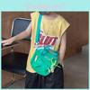 Color Simple Solid Letter Printed Children Single Shoulder Bag With Pendant