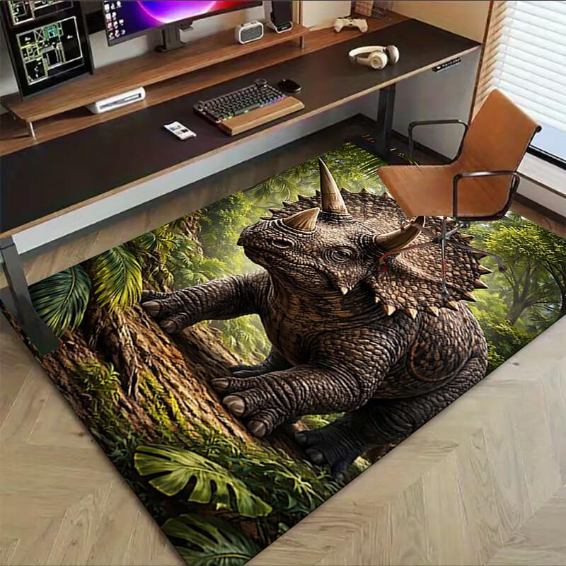1 Stück Triceratops Dschungel Extra Groß Rutschfester Teppich, Büro, Familie, Schlafzimmer, Studio - Großer TeppichJ0324