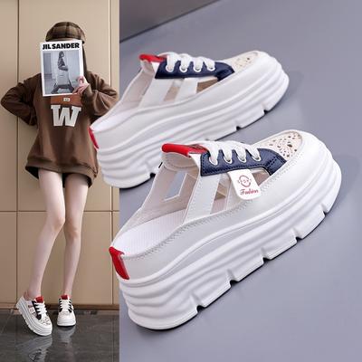 Pantofi casual țesuti la modă pentru femei, cu decupaje, talpă groasă, înălțare interioară a înălțimii, respirabili, de purtat afară, papuci pentru femei Sandalias Mujer