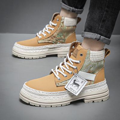 Fashion Men Leather Shoes High Top Boots Fashion Motorcycle Ankle Boots Men Winter Boots Man Shoes Lace-Up Botas Hombre Spring Hot Sale