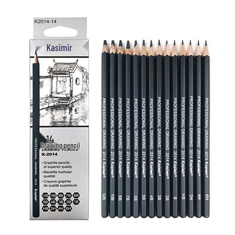14-Piece Professional Cashmere Pencil Set for Art Students - Ideal for Sketching & Drawing