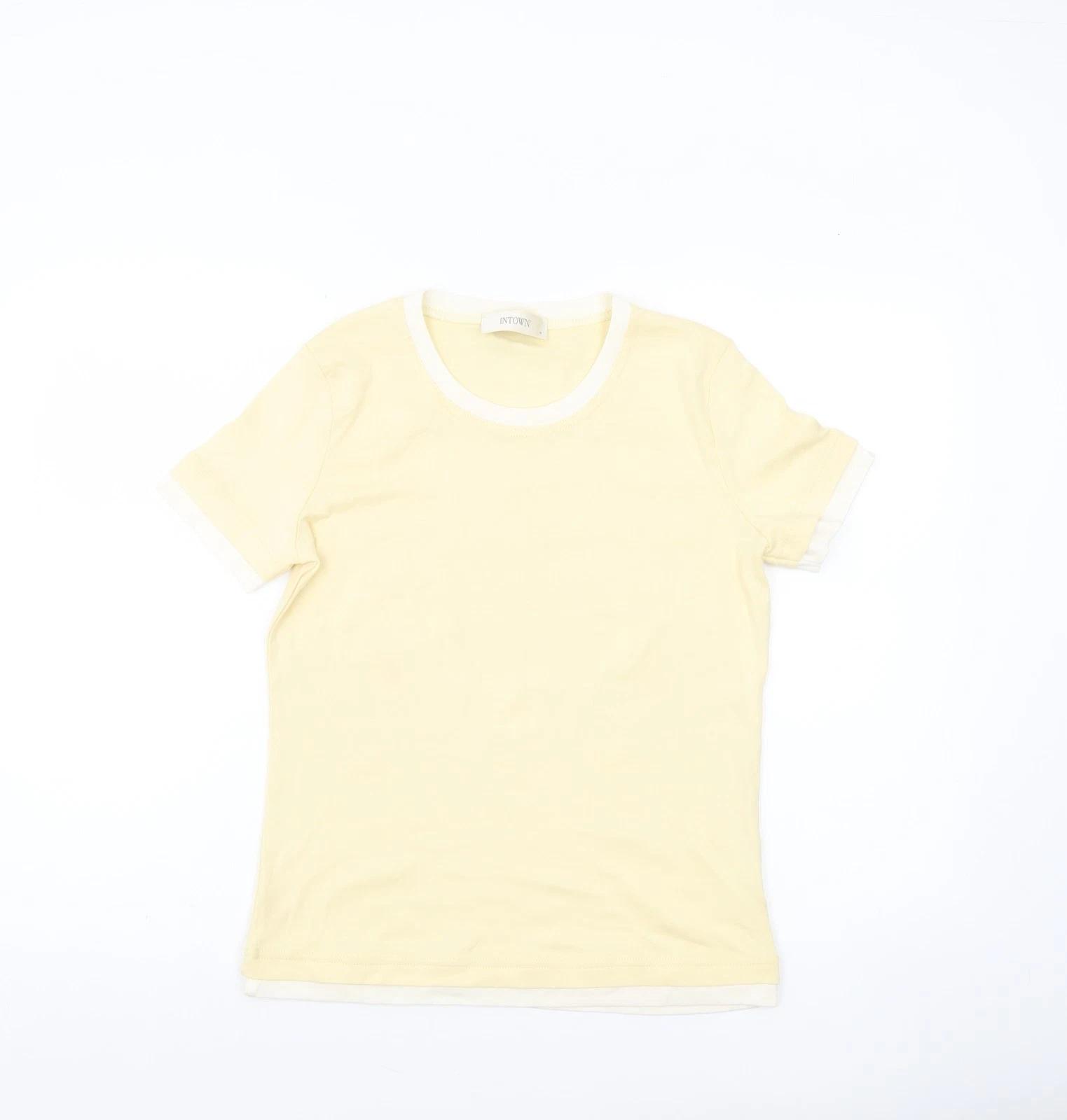 INTOWN Women’s Yellow Ringer Cotton T-Shirt Size M 3XL