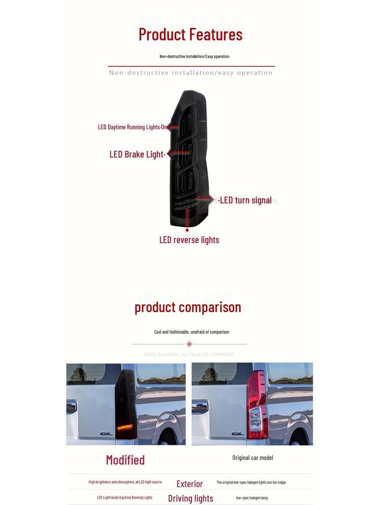 LED Rear Tail Light with Flowing Turn Signal for Toyota Hiace 300 (2019-2025) Sea Lion