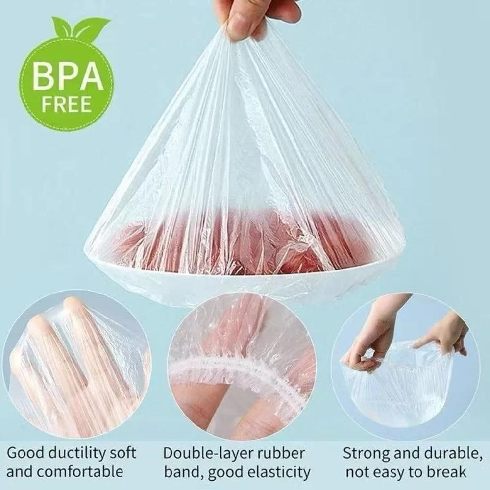 300/400/500Pcs Durable Wall-mounted Disposable Food Cover Extractable Elastic Fresh Bag Transparent PE Plastic Wrap
