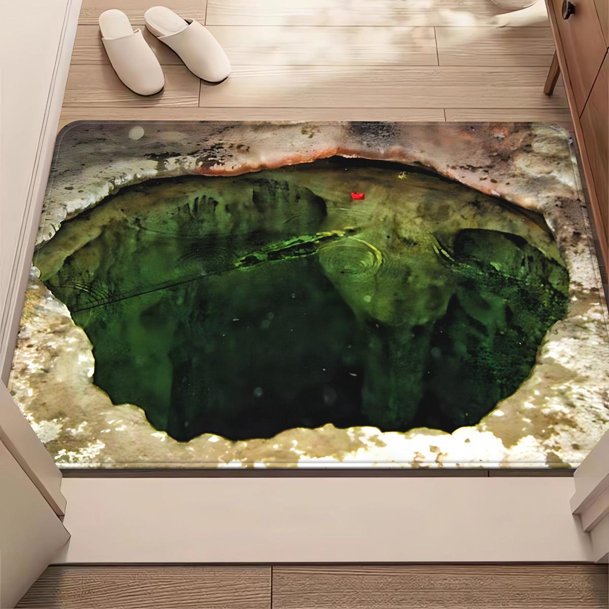 

1pc 3D Cave Lake Illusion Doormat Non-Slip Absorbent Microfiber Rug for Bathroom Living Room Outdoor 40x60cm 40x60cm