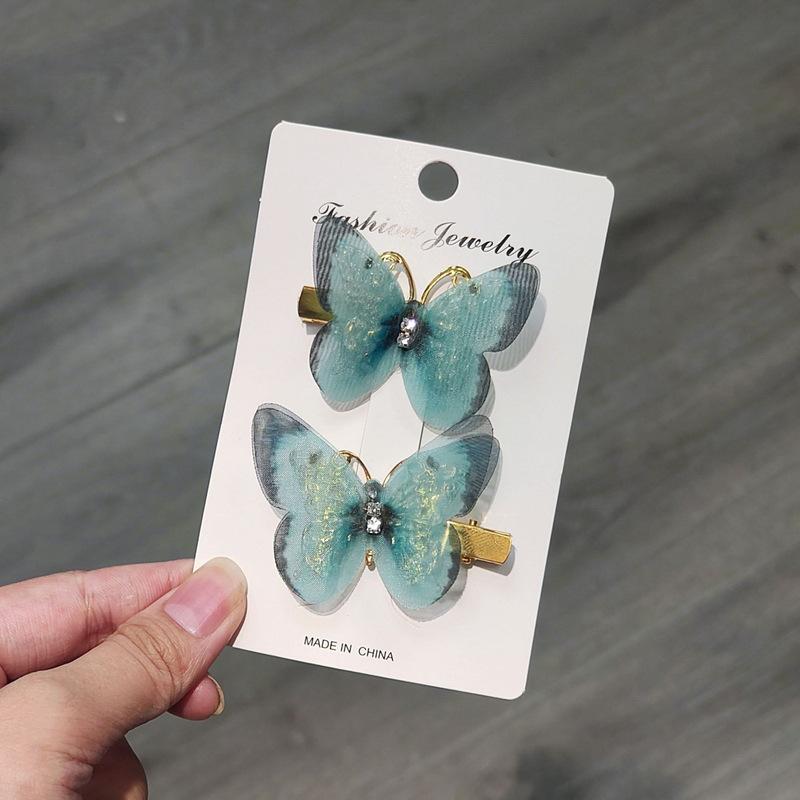 3D Gradient Butterfly Hair Clips for Girls, Rhinestone Hair Accessories for Kids