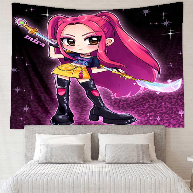 Kpop Hunter6 Tapestry for Bedroom Aesthetic Classroom Tapestries Wall Hanging for Living Room Dorm Office,Ideal Creative Gift