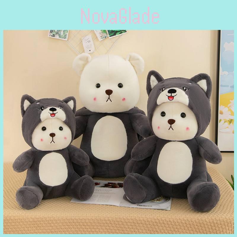 New Cross-border Plush Toy Cartoon Husky Transformed Into Bear Cushion Doll For Sleeping And Hugging